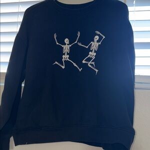 Forever 21 Black Dancing Skeletons Crewneck Sweater